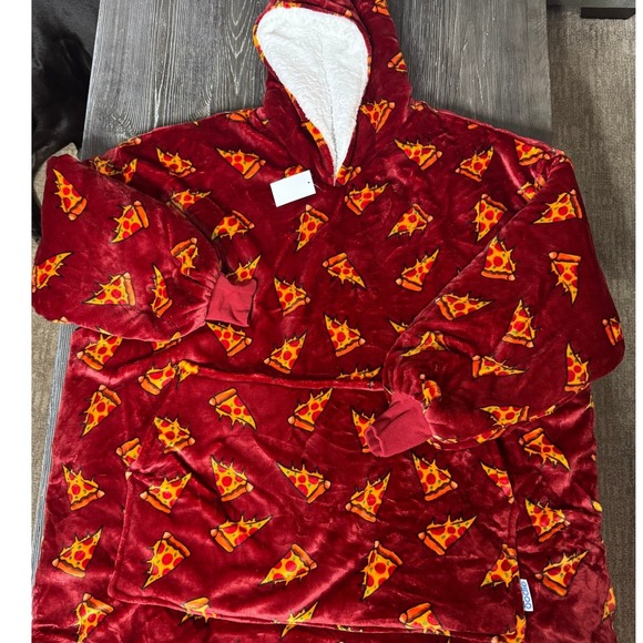 The Oodie Other - The Oodie Pizza Wearable Blanket Hoodie Adult One Size Red Sherpa NWT